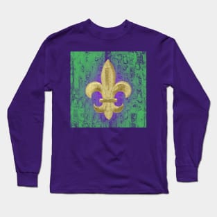 Mardi Gras Fleur de Lis Purple Green and Gold, Long Sleeve T-Shirt